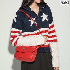 [타미진]여성 TOMMY 메탈 플래그 플랩 크로스백 T32F0ABG21TWT1-B