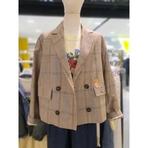 베네통 린넨 블렌드 체크자켓BAJK91531