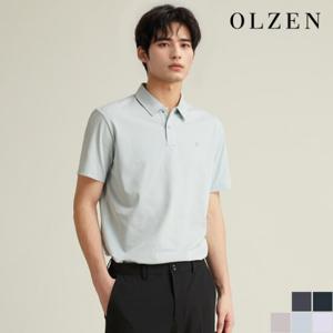 [올젠] 로고 자수 반팔 카라 티셔츠 (ZAD2TT1901)
