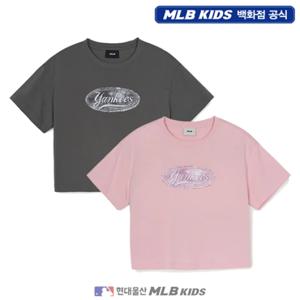 [MLB키즈US] (7FTSMV153) 여아 빈티지 모노그램 크롭 티셔츠 아동티셔츠 키즈티셔츠