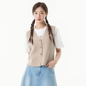 플라스틱아일랜드  (PR2KV482) 타올 이중직 니트 베스트