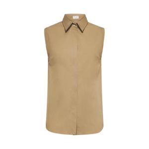 BRUNELLO CUCINELLI 베이지 코튼 나일론 슬리브리스 셔츠 1841315