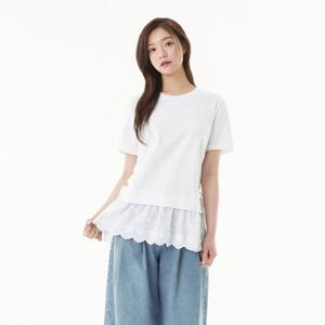 플라스틱아일랜드  (PR2CH501) 사이드 스트링 펀칭레이어드 티셔츠