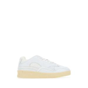 JIL SANDER 화이트 가죽 &  패브릭 바스켓 스니커즈 J15WS0006P4869 100