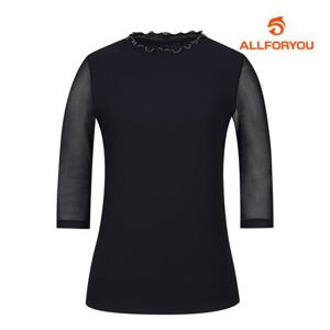 [올포유] 여성 넥 포인트 메쉬 소매 7부 티셔츠 ALTRM3311-915