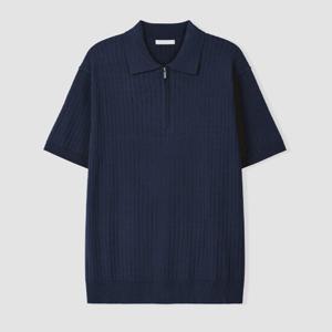 [리빌모아]남자 데일리 집업 골지 카라 반팔 니트 AS5-KNH-Q010-