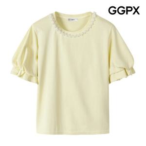 [GGPX] 진주 꽈배기넥 퍼프 티셔츠 (GP6TS015F)
