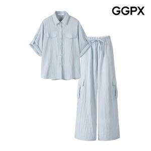 [GGPX] 롤업 셔츠 앤 카고 팬츠 투피스 (GP6ST003F)