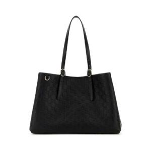 GUCCI Black leather large GG Emblem shopping bag 815213AAFDV 1000