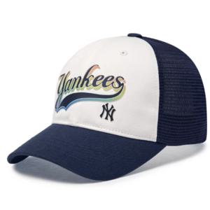 MLB 키즈 빈티지 컬시브 로고 배색 메쉬캡(7ACPVT353-50NYS)