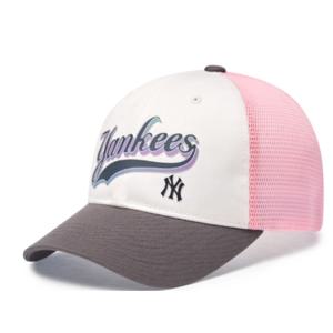 MLB 키즈 빈티지 컬시브 로고 배색 메쉬캡(7ACPVT353-50CGS)