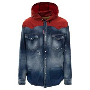 Dsquared2 디스트레스드 후드 밀리터리 데님 오버셔츠 S71DM0576S30341 969 TP941814036