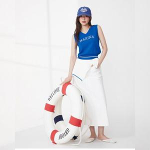 플라스틱아일랜드  세미플레어 데님 롱 스커트 (PR2DS661)