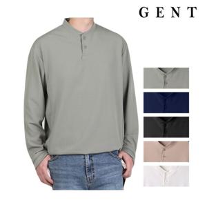 [겐트옴므]남성용 오버핏 투버튼 헨리넥 긴팔 티셔츠_GT203_001K