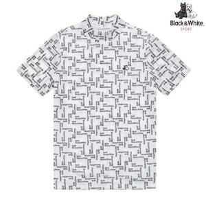 [블랙앤화이트] 여성 메쉬 로고프린트 반팔셔츠 9253LZHP_WHITE