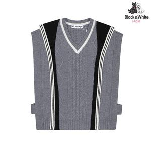 [블랙앤화이트] 여성 루즈핏 브이넥 니트 베스트 2004LXVW_GREY