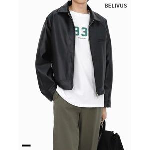 [빌리버스] 남자 레더 자켓 카라 투웨이 집업 아우터 재킷 BELI001