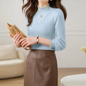 [커스텀에이블]프릴포인트 반하이넥 긴팔 니트_C2309KN622C
