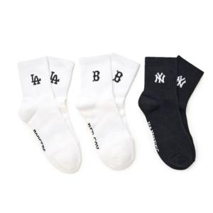 MLB  (3ASODA15N-00BKS) 스몰로고 중목양말 3족세트