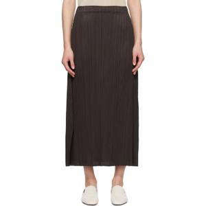 25 SS 이세이미야케 여성 블랙 먼슬리 컬러 디셈버 맥시 스커트 251941F093001