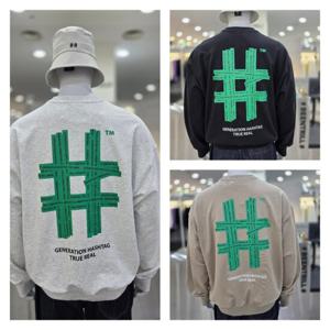 [빈트릴]그린 해시태그 아이스그레이 맨투맨 BA251RM005-IG