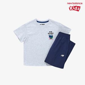 [뉴발란스키즈] NK9YF2603U(AA) 라이트멜란지그레이 KIDS RIDER) 반팔티 8부 팬츠 셋업