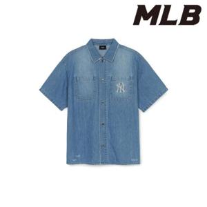 MLB (3ADRB0653-50BLL) 베이직 썸머 반팔 데님셔츠