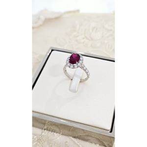 로이드 14K 2캐럿 루비 DIAMOND  헤일로 파베 반지 LRD24080D