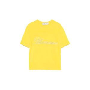 블루마린 시퀸 로고 장식 캐시미어 반팔 니트 1800800