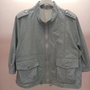 Latium HC06 구김 없는 짧은 7부소매 밑단스트링 차이나카라 견장 집업 홑겹점퍼 T2523jp01LB