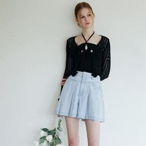 [에고이스트][BLUE LABEL] 플리츠 주름 데님 쇼츠 (ER2ODQ01)