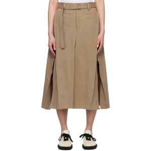 사카이 스커트 베이지 믹스 데님 미디 스커트 251445F092008