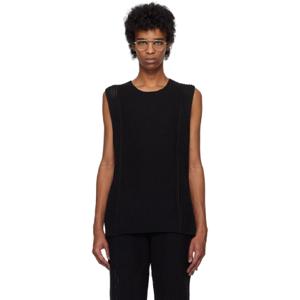 Homme Plisse Issey Miyake 티셔츠 블랙 러스틱 니트 베스트 251729M214005