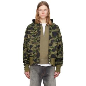 BAPE 점퍼 그린 퍼스트 카모 MA 1 보머 재킷 242546M175000