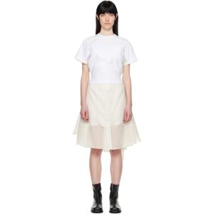 사카이 원피스 오프 화이트 스펀 오간자   코튼 저지 미디 드레스 251445F052014