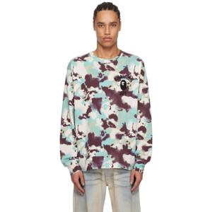 BAPE 티셔츠 블루   퍼플 맵 카모 티셔츠 251546M213056