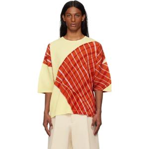 Homme Plisse Issey Miyake 티셔츠 옐로우   오렌지 윈드스웹트 플래드 티셔츠 251729M213008