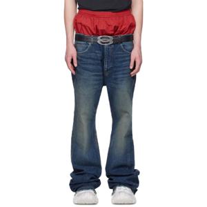 발렌시아가 청바지 블루   레드 레이어드 데님 진 251342M186004