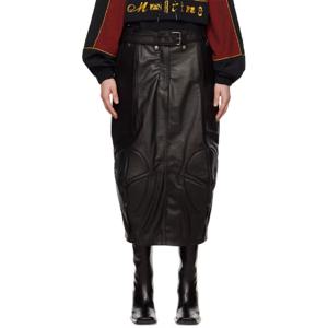 마틴로즈 스커트 블랙 바이커 가죽 미디 스커트 251892F092000