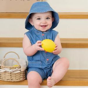 [블루독베이비8] SS25 데님 민소매 우주복 HJ (4531360107) (BLUEDOG BABY 유아 출산 백일 선물 도트 강아