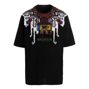 BALMAIN 앞면 프린트 티셔츠 XH1EH015GB10EAH