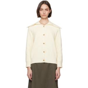 Bottega Veneta 가디건 오프 화이트 코튼 골지 가디건 251798F095001