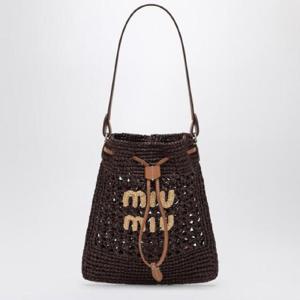 MIU MIU Mini cocoa-coloured woven fabric bucket bag 5ND0162DO1/Q_MIU-F0966