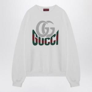 GUCCI 로고 프린트가 있는 흰색 스웨트셔츠 795510XJGQA/Q_GUC-9074