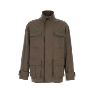 SALVATORE FERRAGAMO 머드 스트레치 코튼 재킷 144396782553 CONCRETE