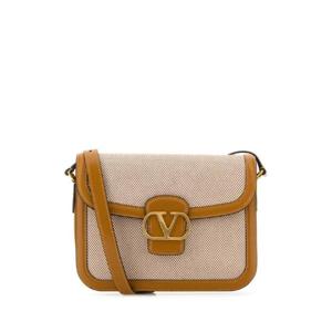 VALENTINO GARAVANI 투톤 캔버스 &  가죽 9TO5 숄더백 6Y2B0D05ZJE REK