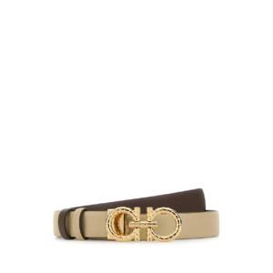 SALVATORE FERRAGAMO Sand leather reversible belt 230359780426 STONECLAY