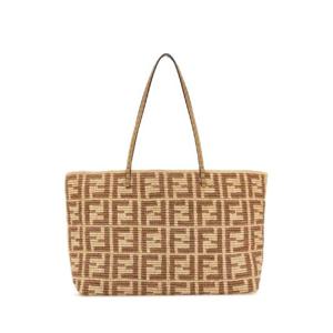 FENDI 자수 밀짚 대형 롤 쇼핑백 8BH425AS3B F17A1