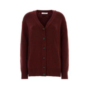 SALVATORE FERRAGAMO Burgundy cashmere blend cardigan 112907777596 BORDEAUX
