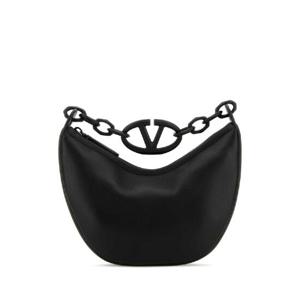 VALENTINO GARAVANI 블랙 가죽 Hobo VLogo Moon 핸드백 5W0B0Q43KHZ 0NO